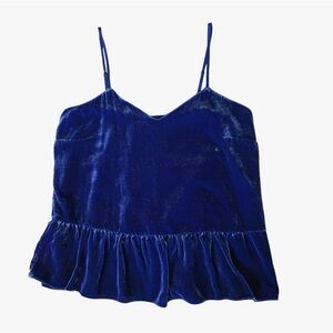 J. Crew Blue Velvet Peplum Camisole